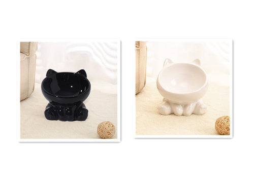 Ceramic Cat Bowl Cat Bowl Cat Food Bowl Neck Guard Oblique Mouth Dog B