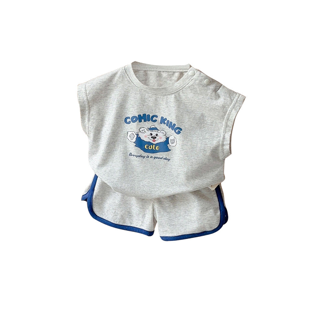 Casual Sleeveless T-Shirt and Shorts Set for Boys
