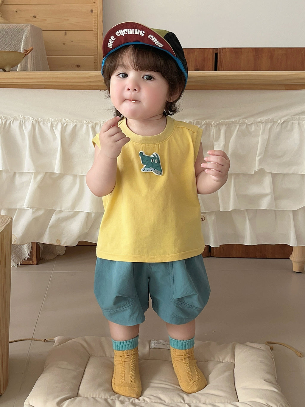 Boy's Summer Outfit Set Quick-Dry Shorts Two-Piece Set, Stylish Color-Blocked Summer Clothes for Toddlers
