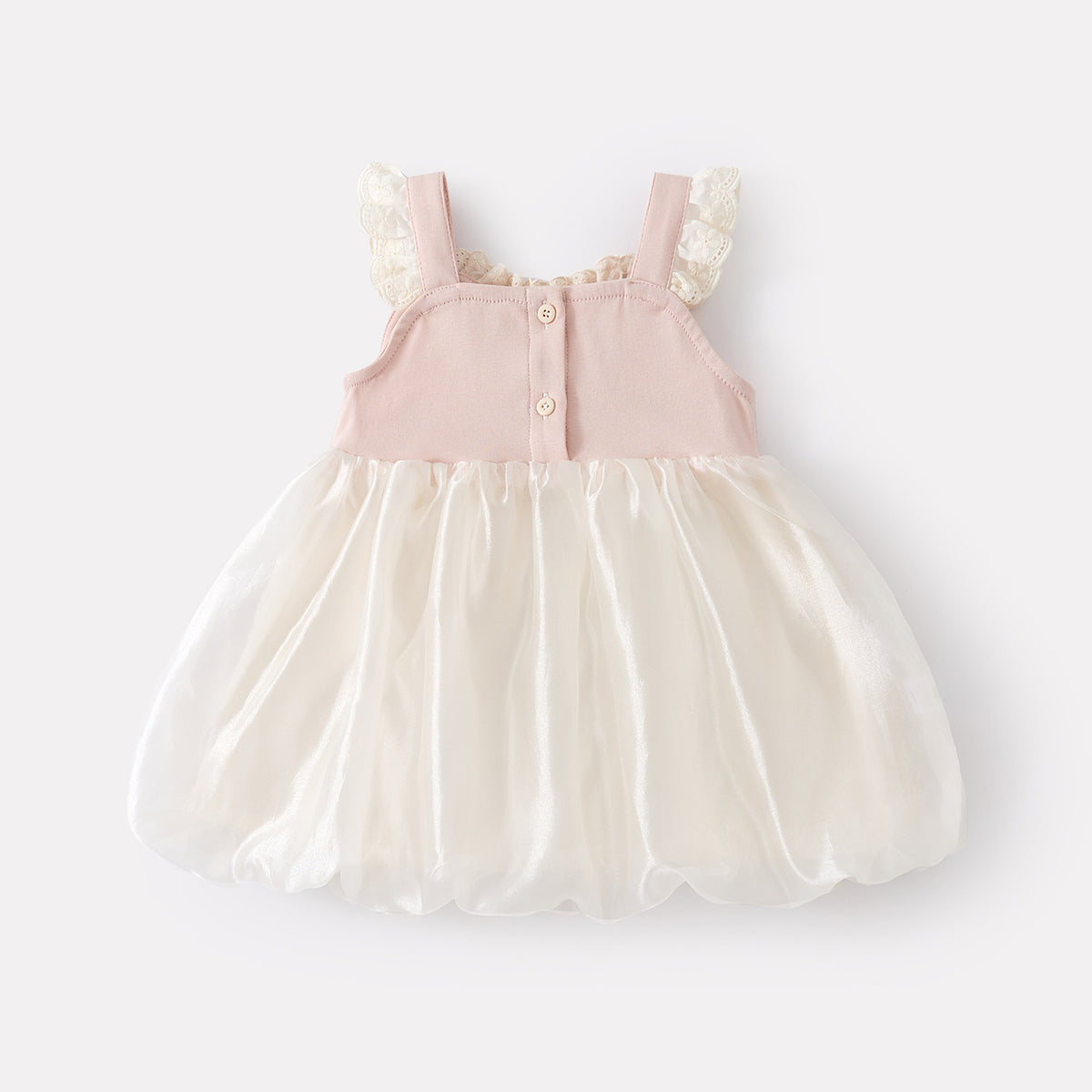 Sleeveless Bow Lace Top Dress for Toddlers and Babies, Sweet Floral Dress for Girls