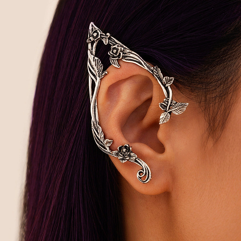Friendly Irregular Geometric Rose Flower Earrings, Punk-Inspired Asymmetrical Design, Boho Chic Dangle Earrings