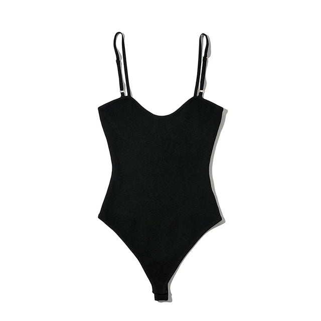 Women Knitted Elastic Slim Solid Color Tops Bodysuits  Summer Sleeveless Cami Bodysuit