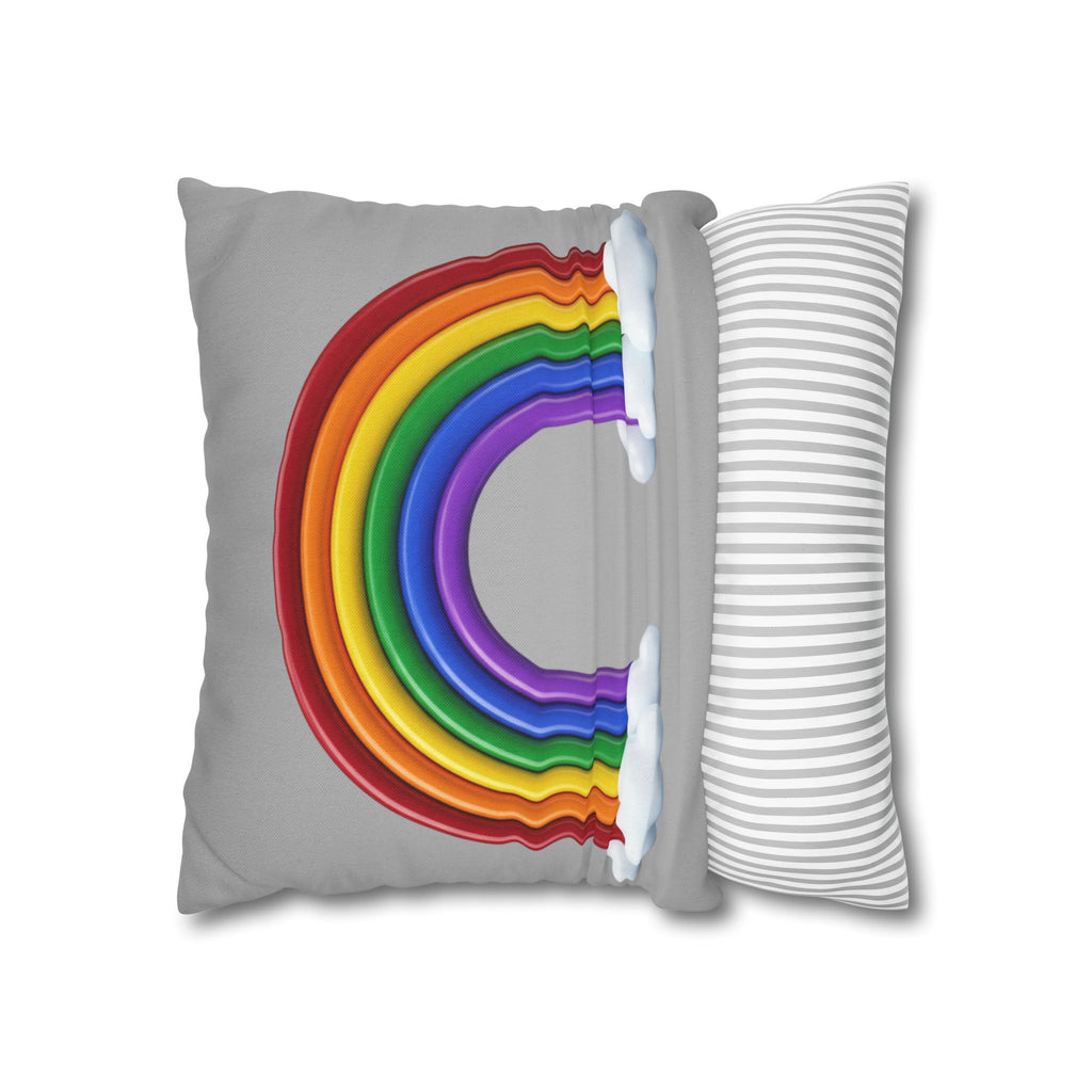 Rainbow Grey Spun Polyester Square Pillowcase