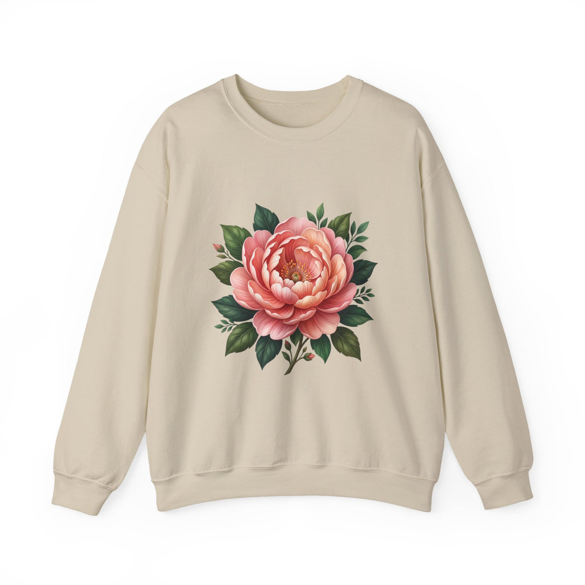 Floral Peony Crewneck Sweatshirt — Vintage Pink Flower Pullover