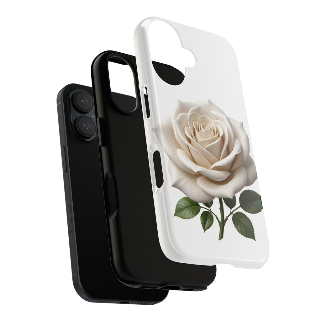 White Rose Tough Phone Case – Elegant Floral Protective Cover