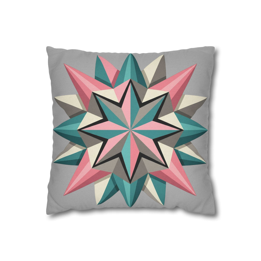 Geometric Starburst Throw Pillowcase — Pink Teal Modern Accent