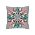 Geometric Starburst Throw Pillowcase — Pink Teal Modern Accent