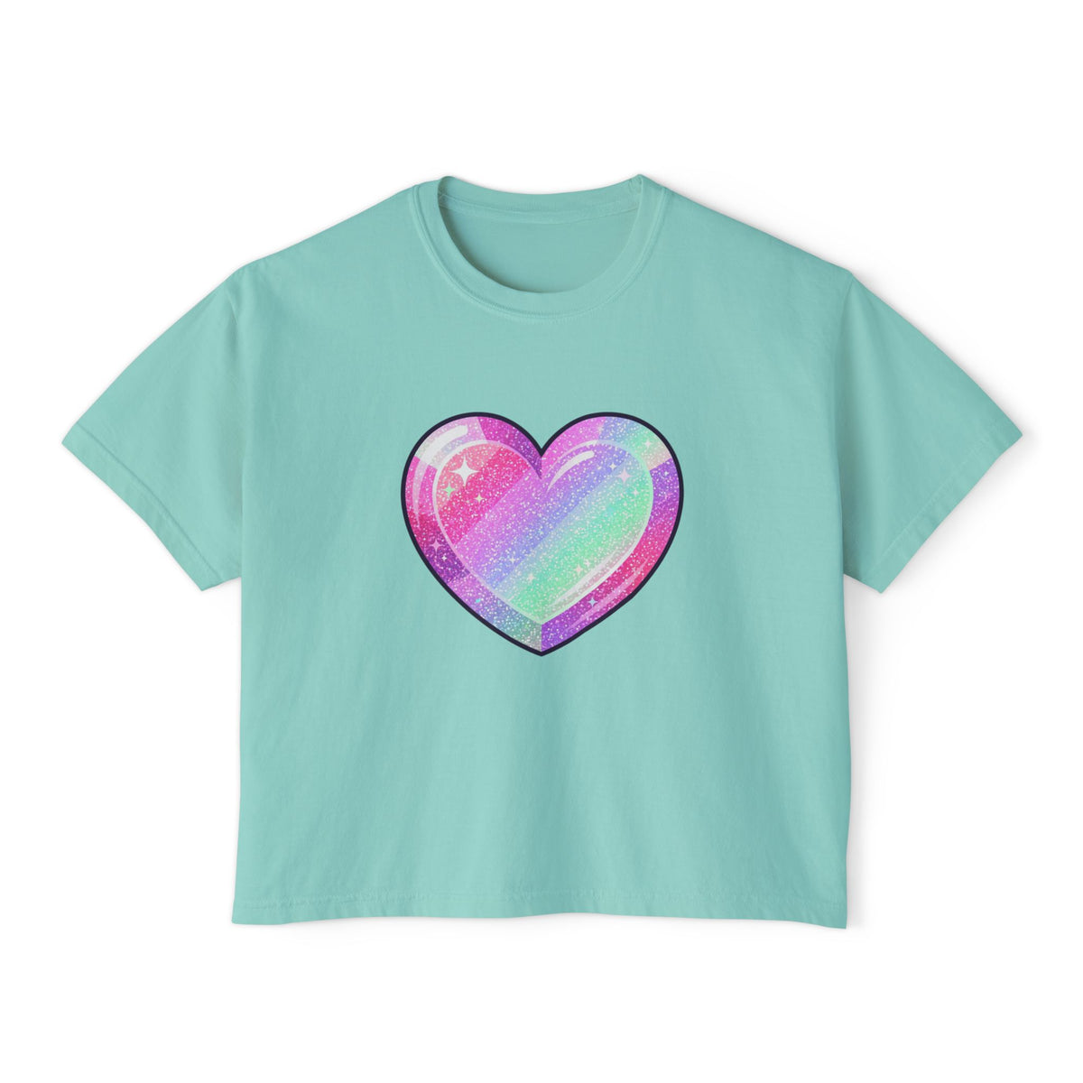 Pastel Glitter Heart Women's Boxy Tee