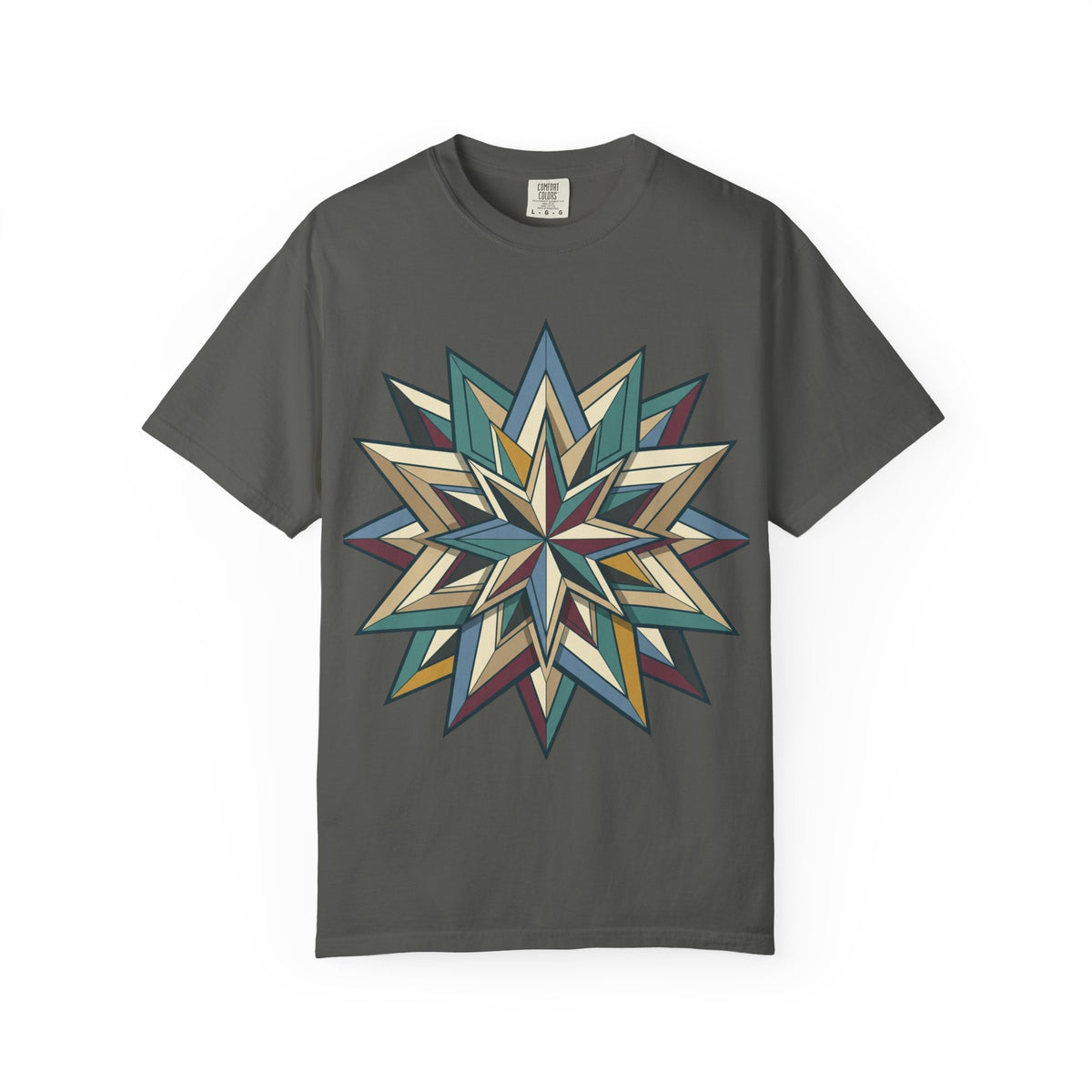 Geometric Starburst T-Shirt — Vintage Compass Rose Graphic Tee