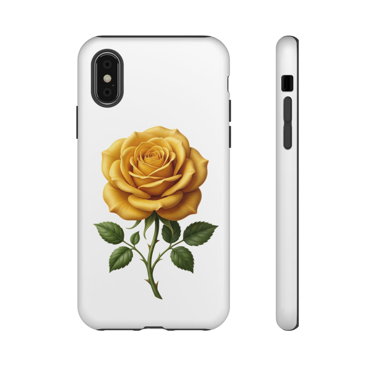 Yellow Rose Phone Case — Vintage Floral Tough Protective Cover