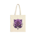 Purple Rose Canvas Tote Bag — Floral Cotton Market Bag