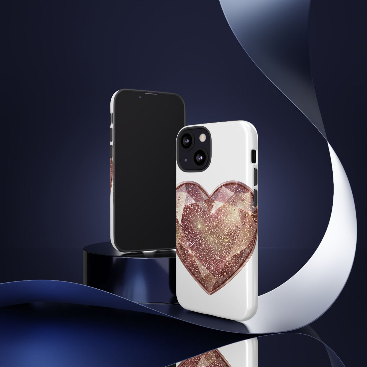 Rose Gold Glitter Crystal Heart Phone Case