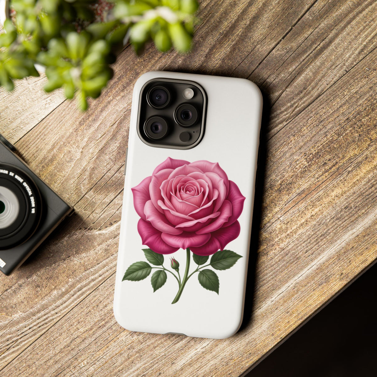 Pink Rose Tough Phone Case — Floral Protective iPhone Cover