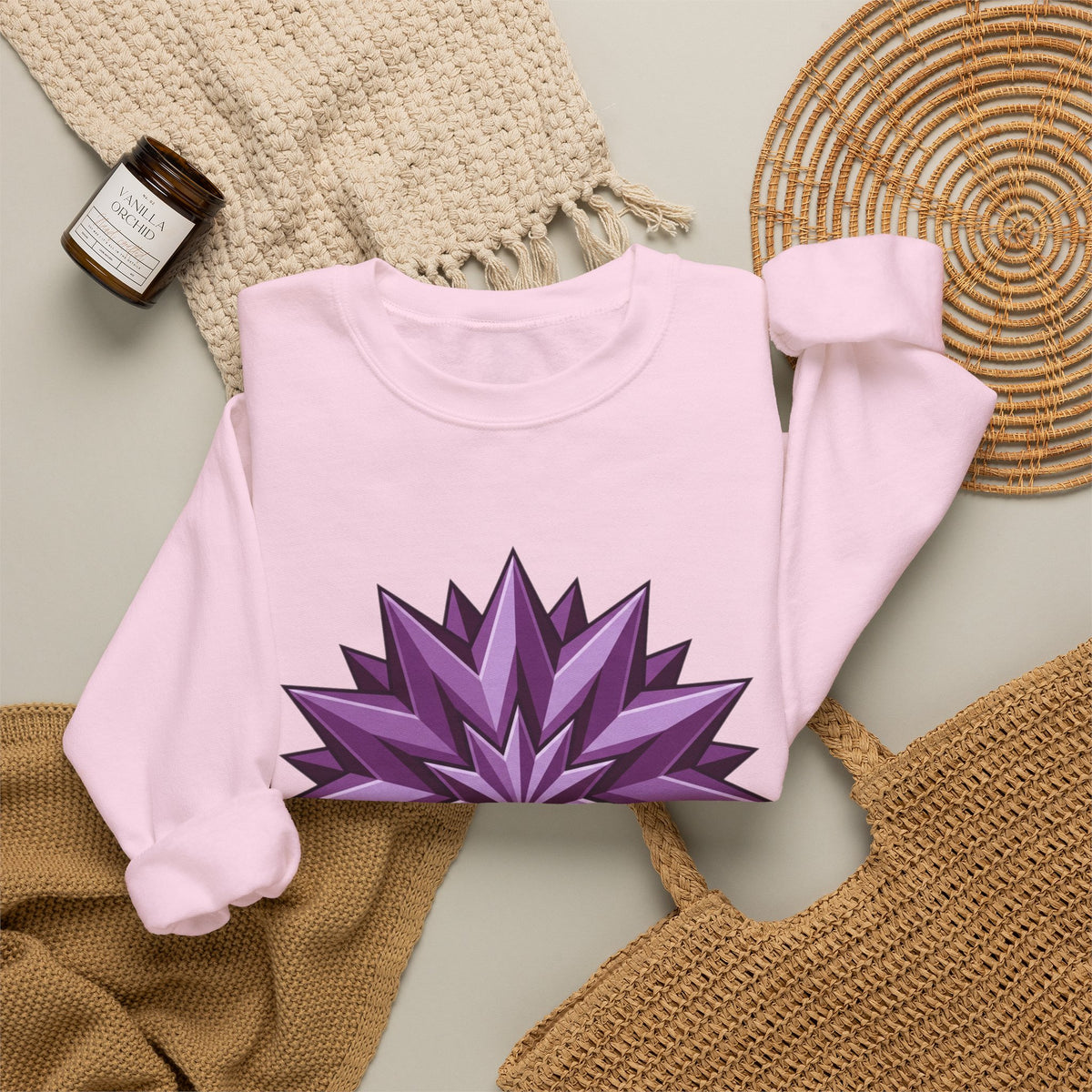 Purple Geometric Starburst Crewneck Sweatshirt