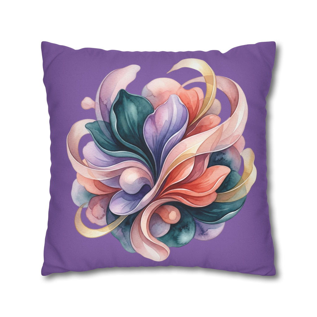 Floral Swirl Decorative Pillowcase — Purple Abstract Bloom Accent
