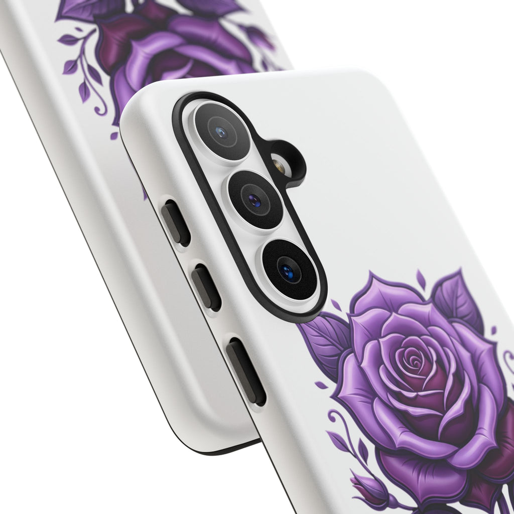 Purple Rose Tough Phone Case — Floral Protective Phone Cover