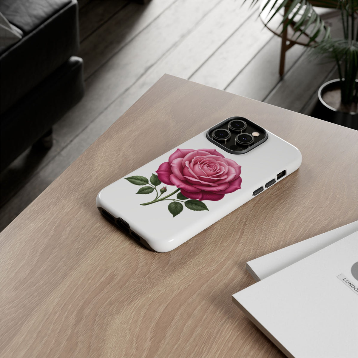 Pink Rose Tough Phone Case — Floral Protective iPhone Cover