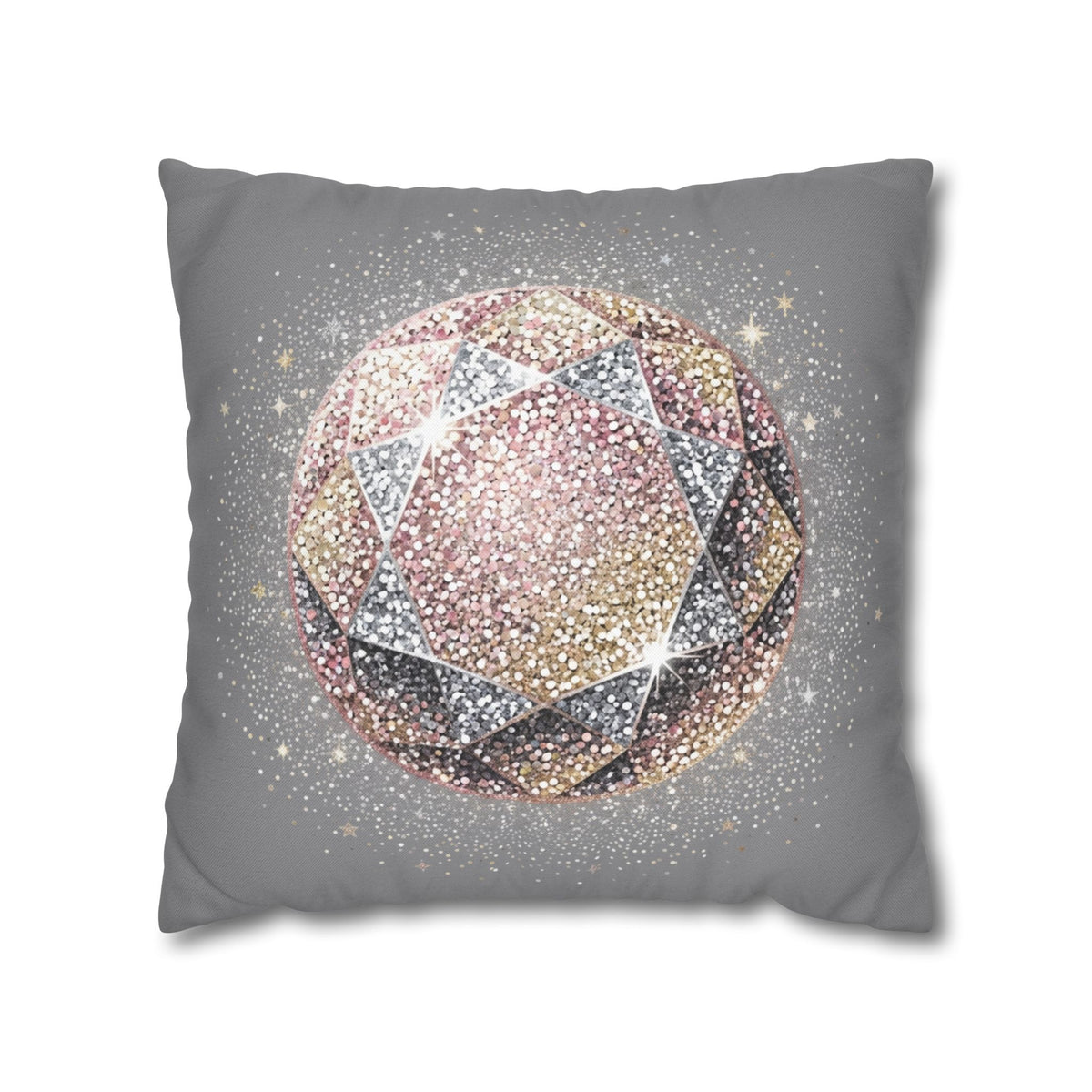 Glittery Grey Spun Polyester Square Pillowcase