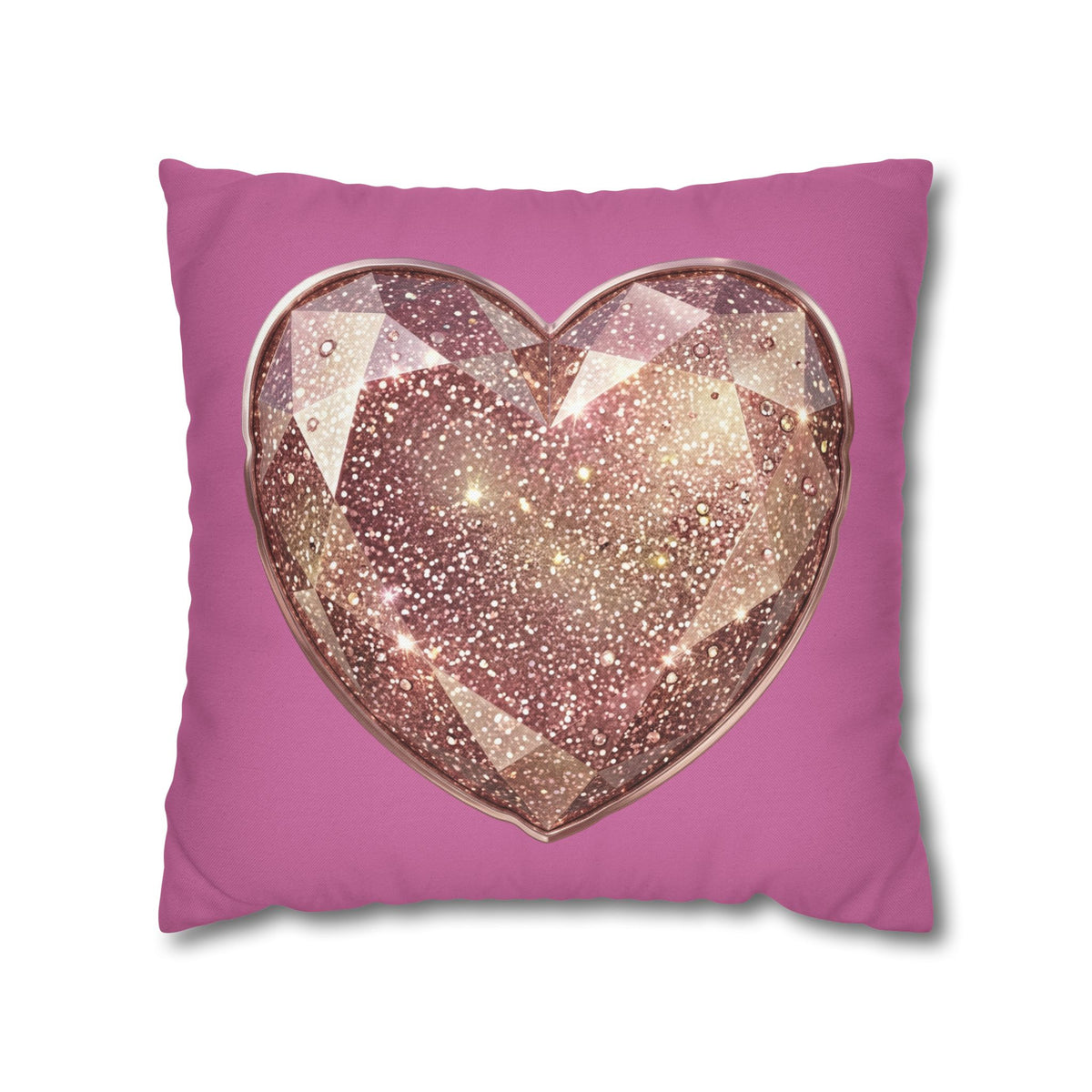 Glitter Rose Gold Heart Pillowcase — Pink Decorative Throw Pillow- Light Pink
