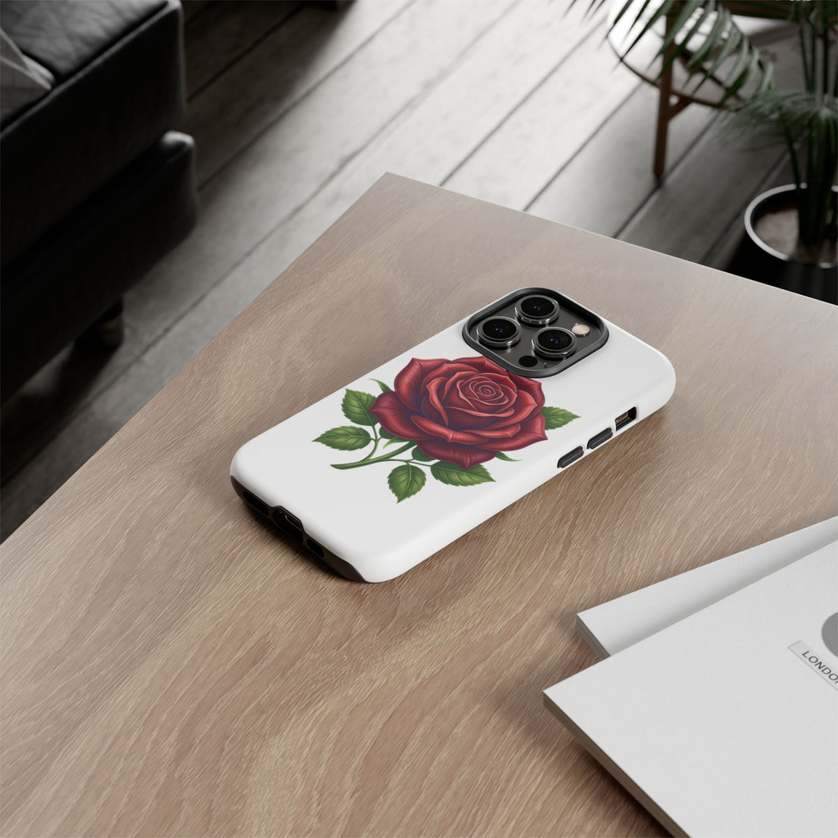 Rose Phone Case — Vintage Red Rose Floral Protective Cover
