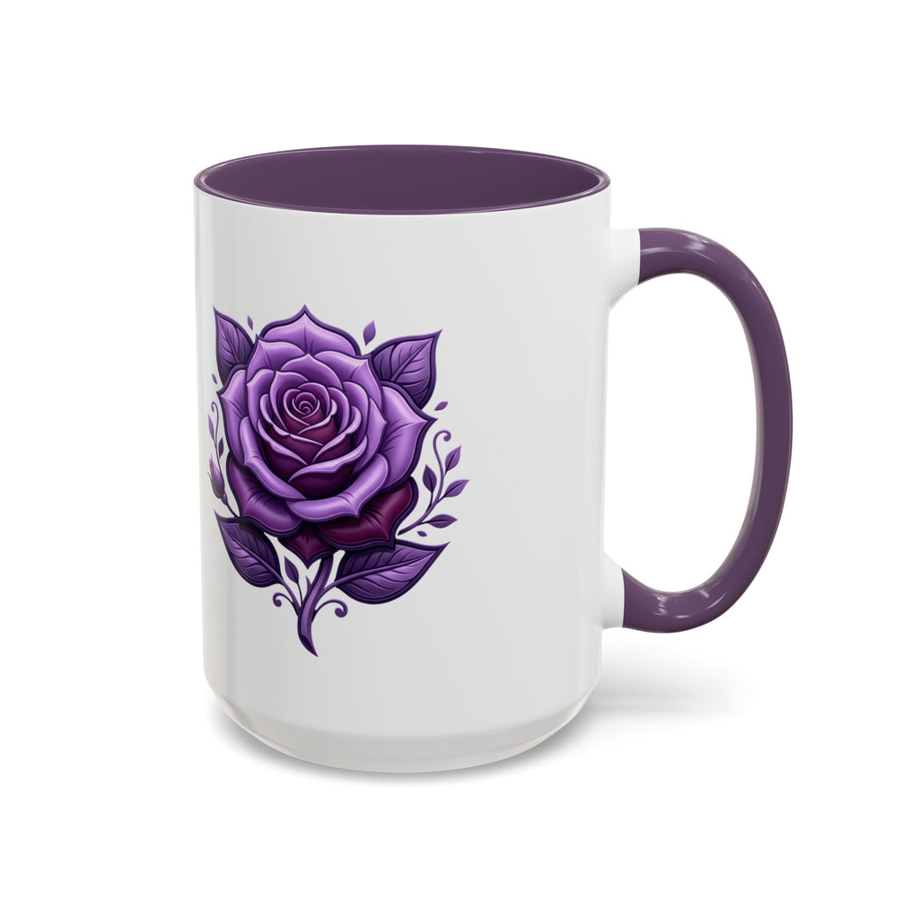 Purple Rose Accent Coffee Mug — Floral Gothic Tea Cup for Women & Gifts
