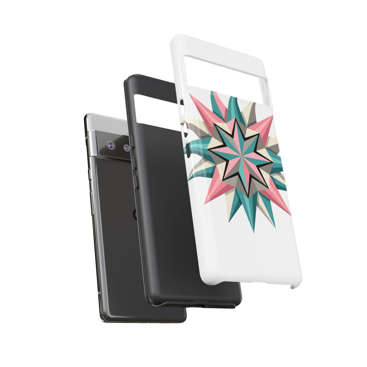 Geometric Star Tough Phone Case – Pink Teal Compass Design