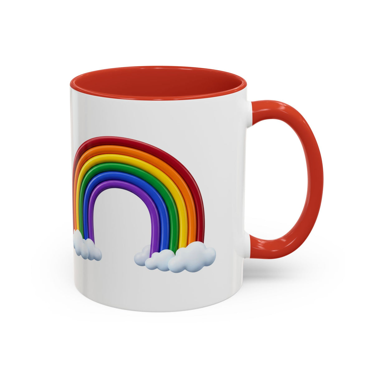 Rainbow Coffee Mug - Colorful Arc & Clouds Accent Mug (11/15oz)