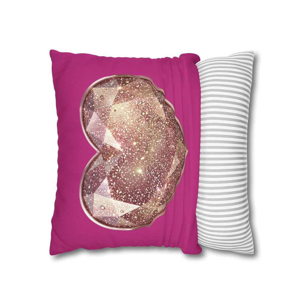 Sparkling Rose Gold Heart Throw Pillowcase- Magenta