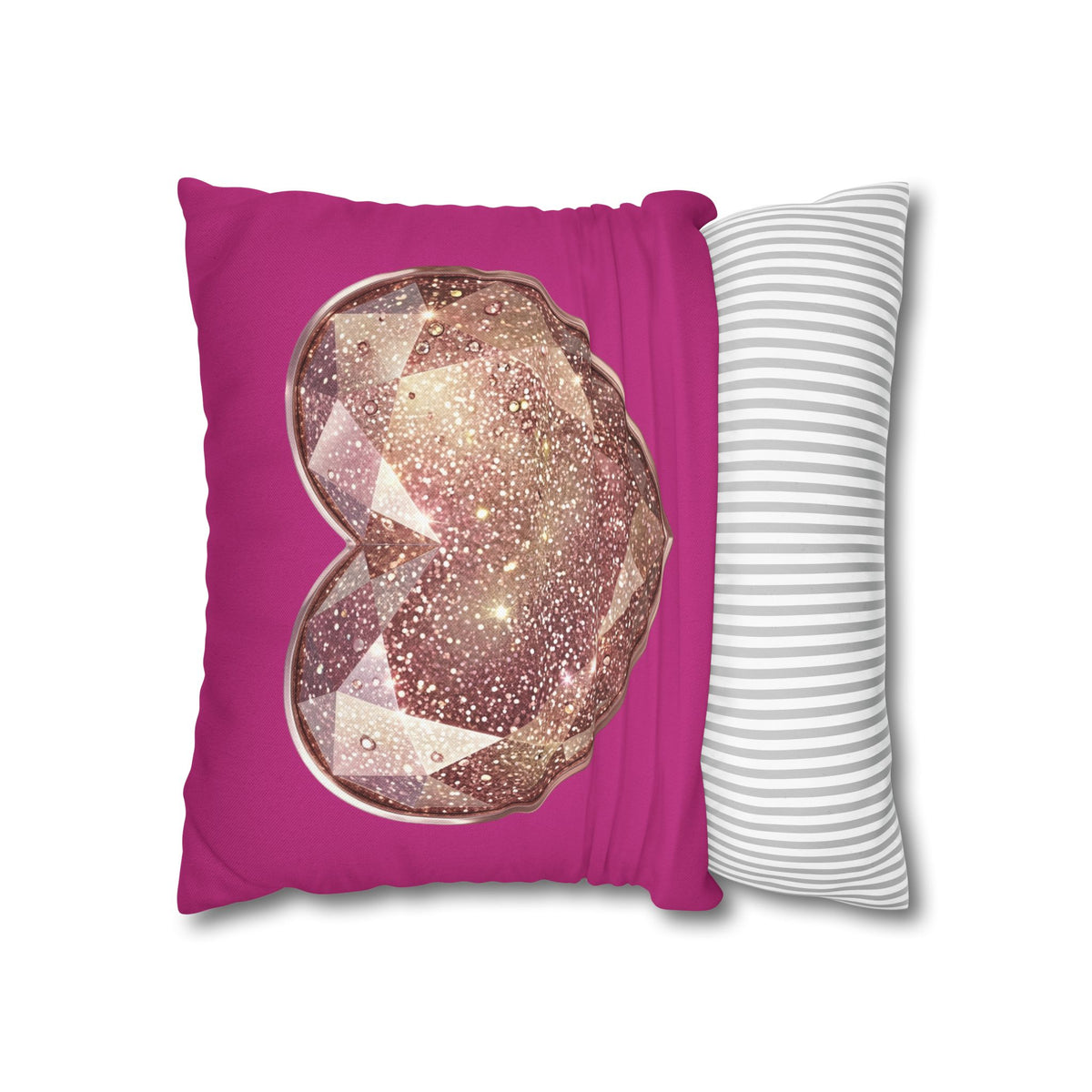 Sparkling Rose Gold Heart Throw Pillowcase- Magenta