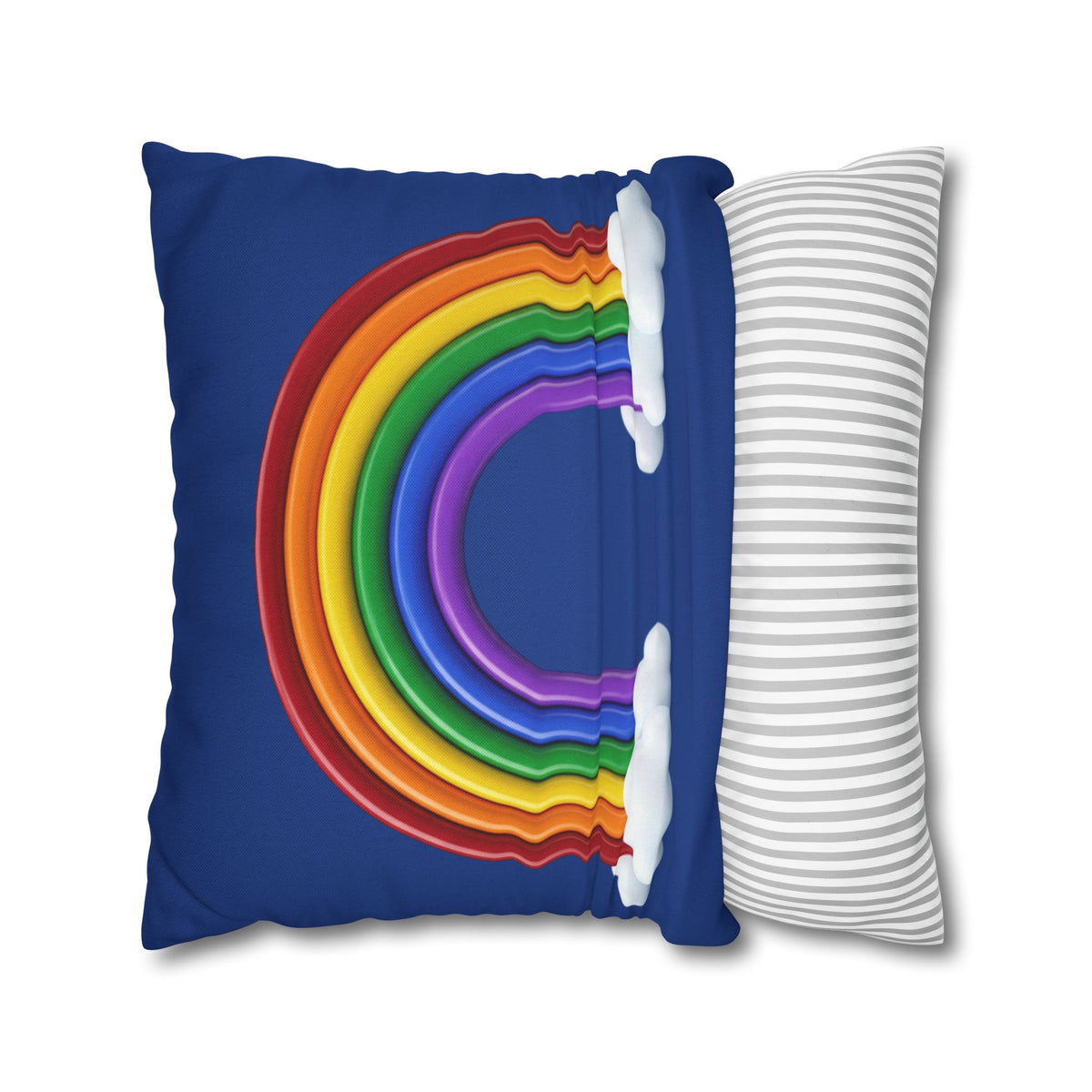 Rainbow Dark Blue Spun Polyester Square Pillowcase