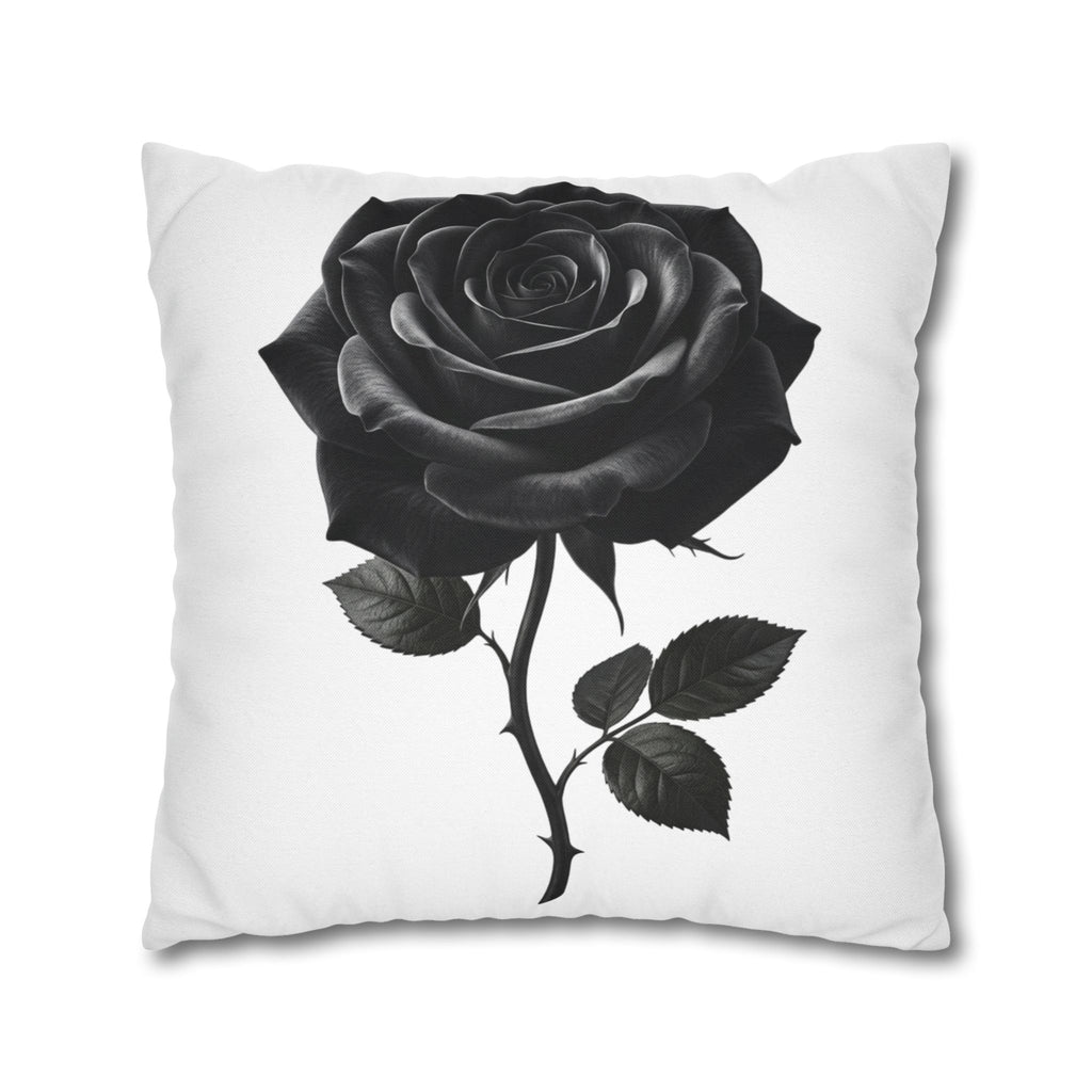 Black Rose Spun Polyester Square Pillowcase