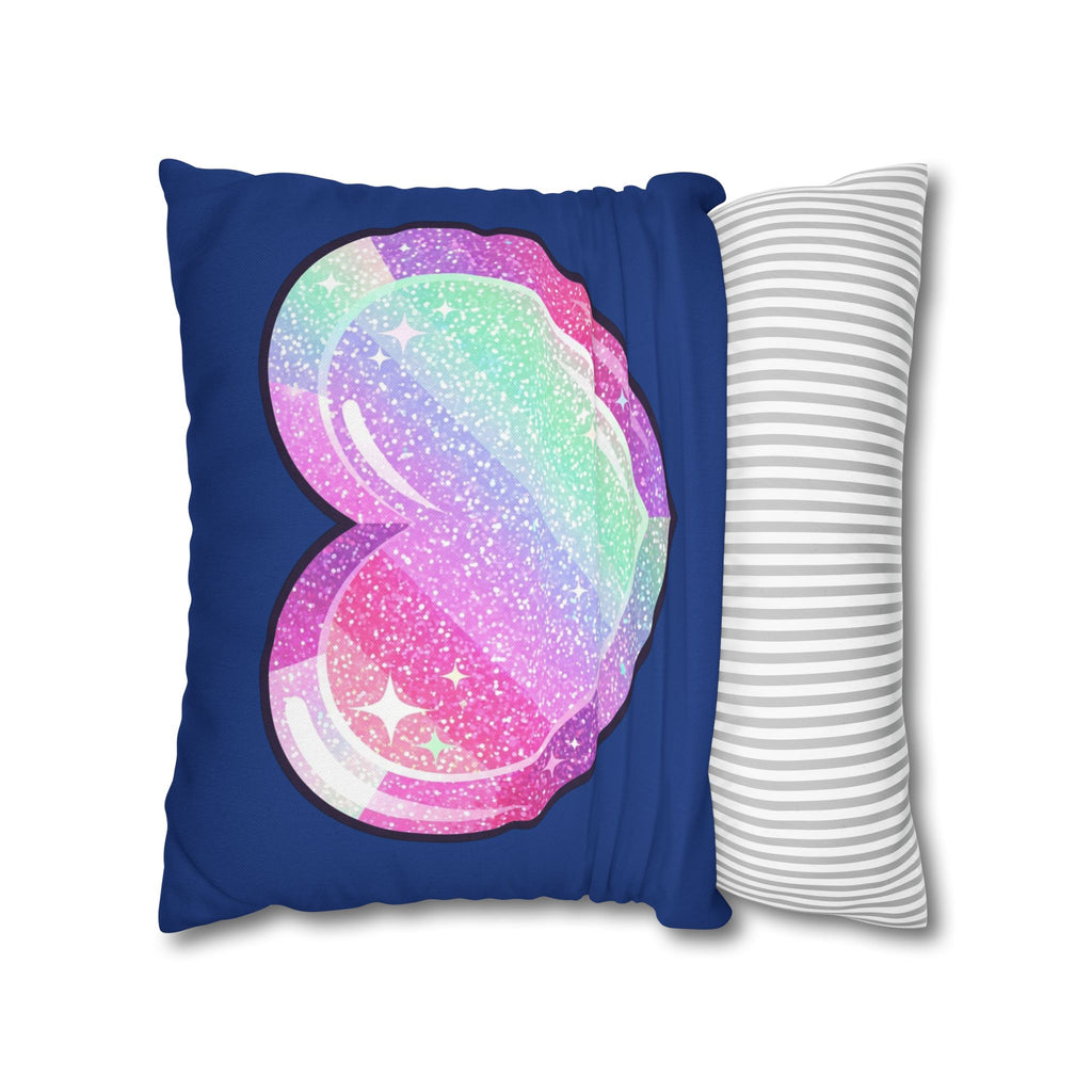 Pastel Glitter Heart Pillowcase Spun Polyester Square Pillowcase- Navy