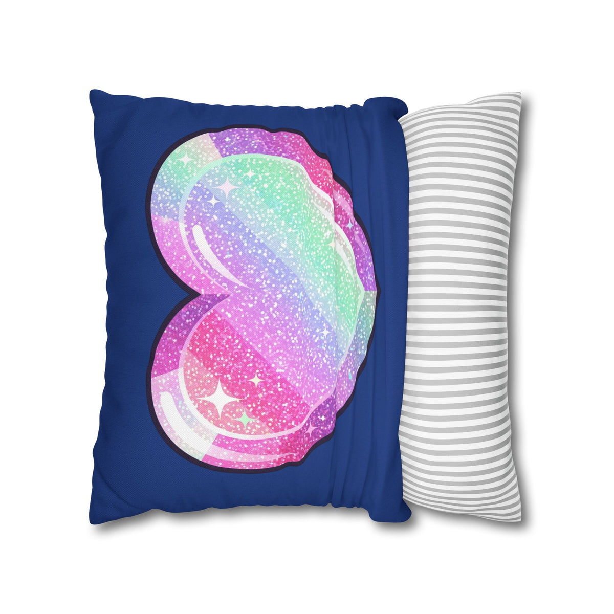 Pastel Glitter Heart Pillowcase Spun Polyester Square Pillowcase- Navy