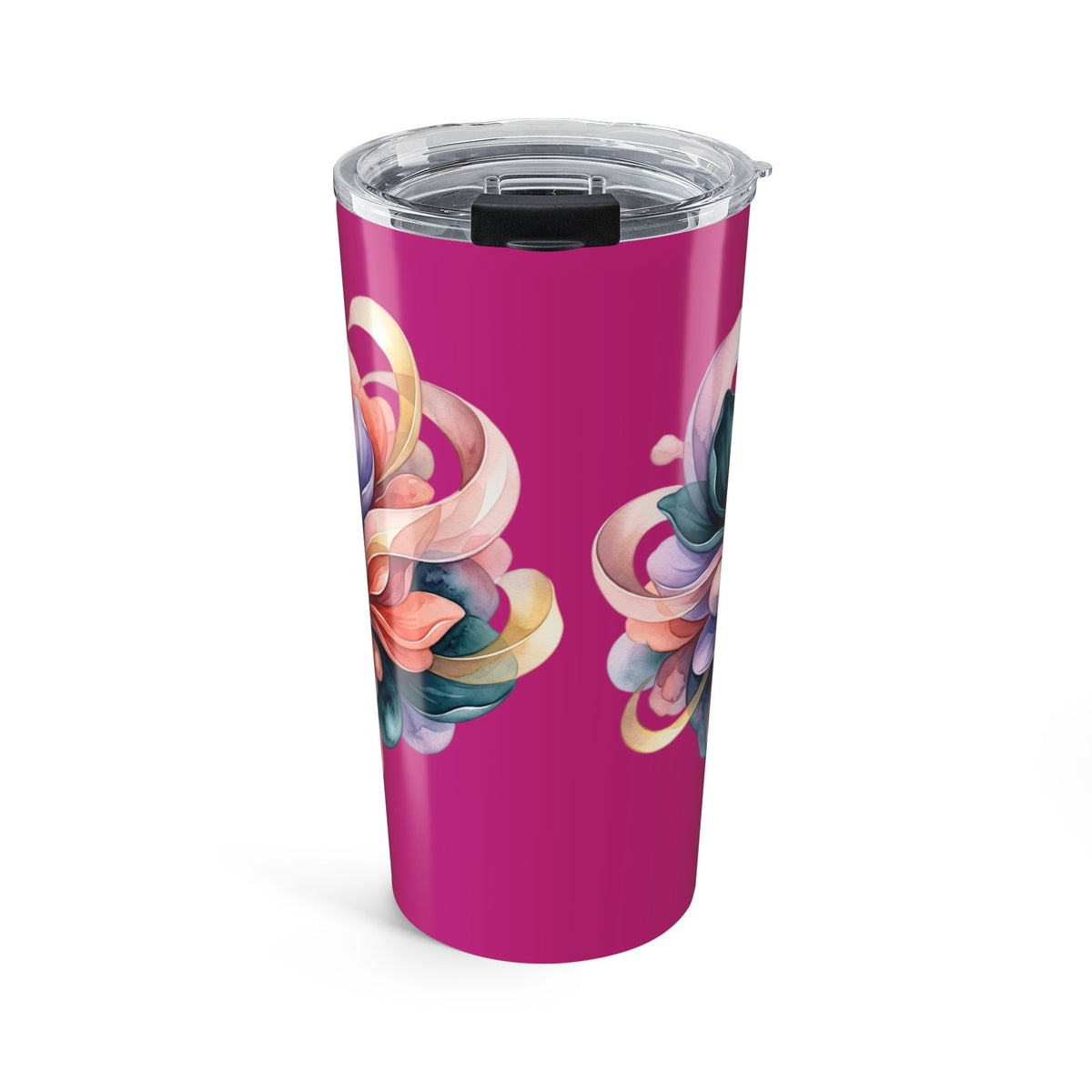 20oz Floral Swirl Tumbler – Vibrant Pink Insulated Travel Cup