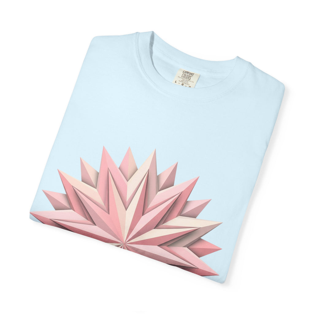 Geometric Rose Star T-Shirt — Pink 3D Origami Floral Tee