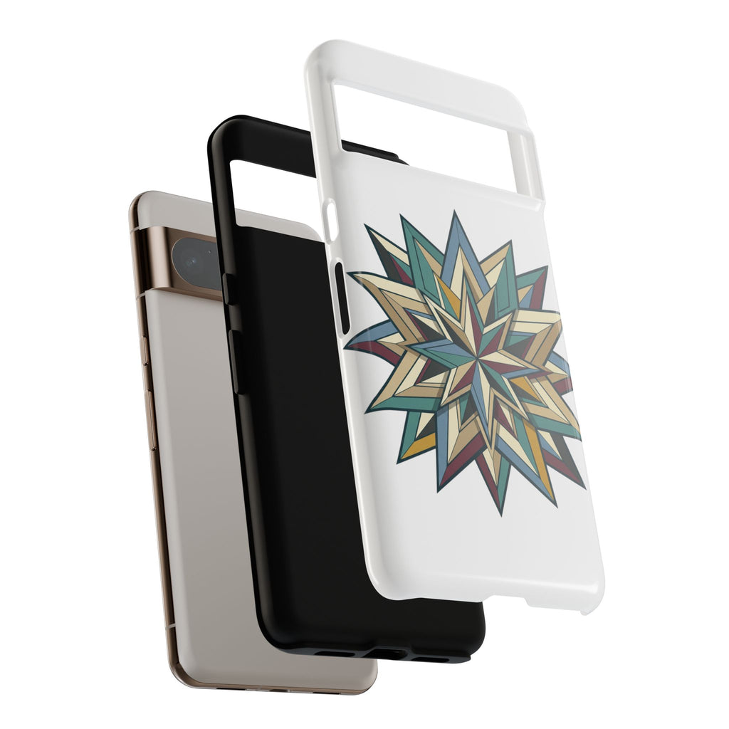 Geometric Star Phone Case — Teal & Earthtone Mandala Design