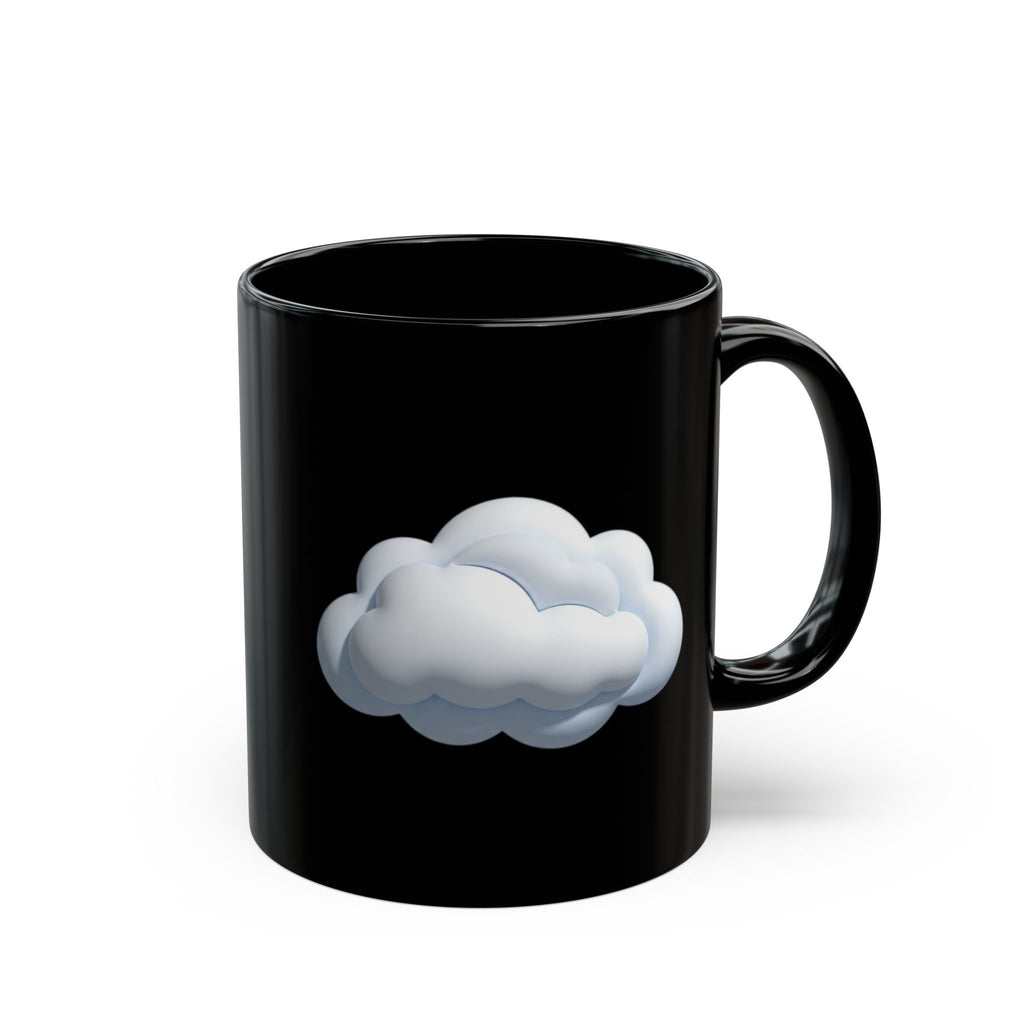Cloud Icon Black Mug — Cute Minimal Cloud Coffee Cup (11oz/15oz)