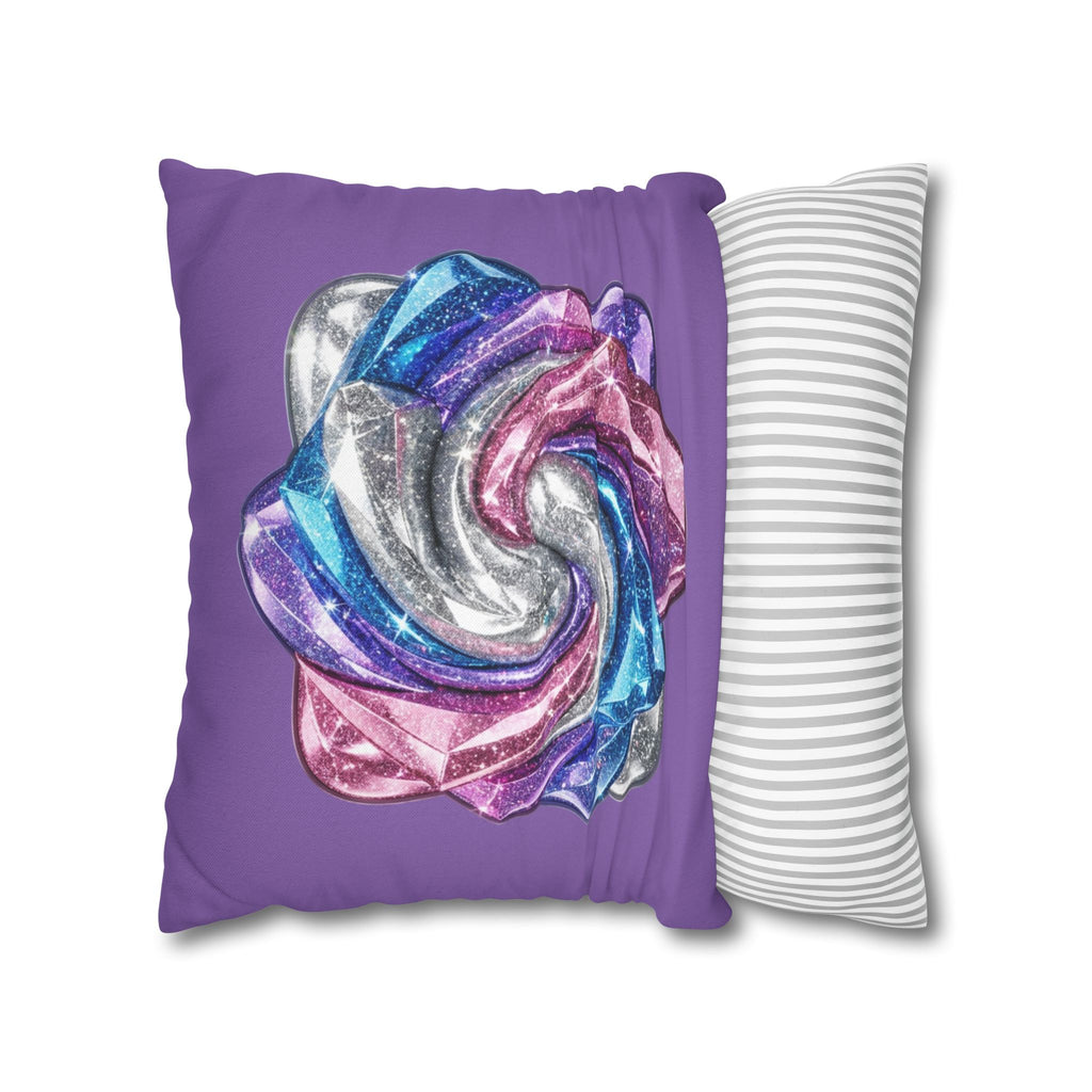 3D Glitter Design Light Purple Spun Polyester Square Pillowcase