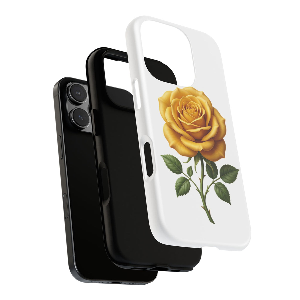 Yellow Rose Phone Case — Vintage Floral Tough Protective Cover