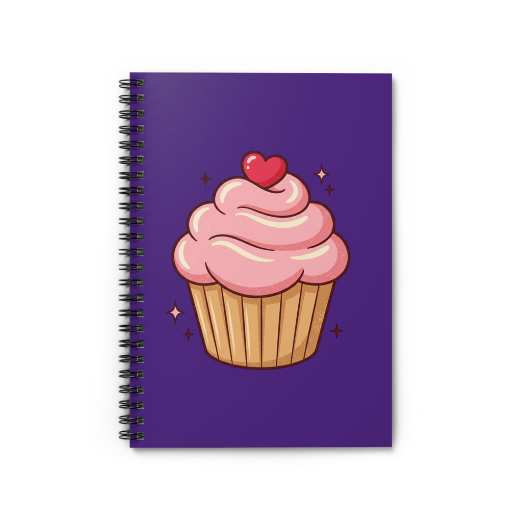 Pink Cupcake Spiral Notebook - Ruled Line- Dark Purple