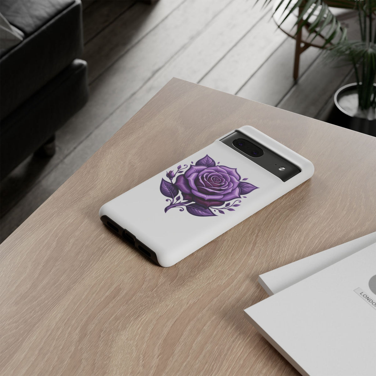 Purple Rose Tough Phone Case — Floral Protective Phone Cover
