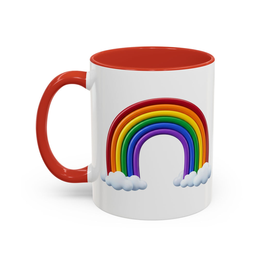 Rainbow Coffee Mug - Colorful Arc & Clouds Accent Mug (11/15oz)