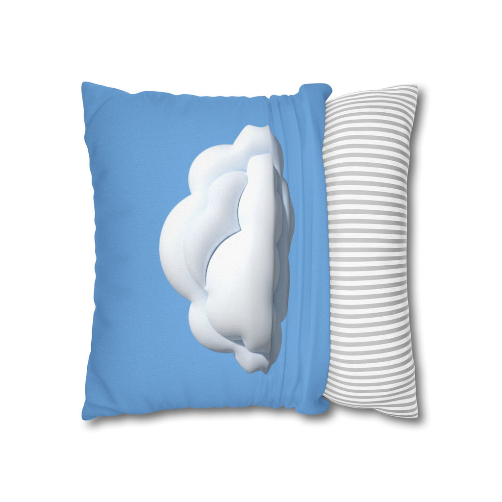 Cloud Print Square Pillowcase — Soft Light Blue Decorative Throw Pillow Cover