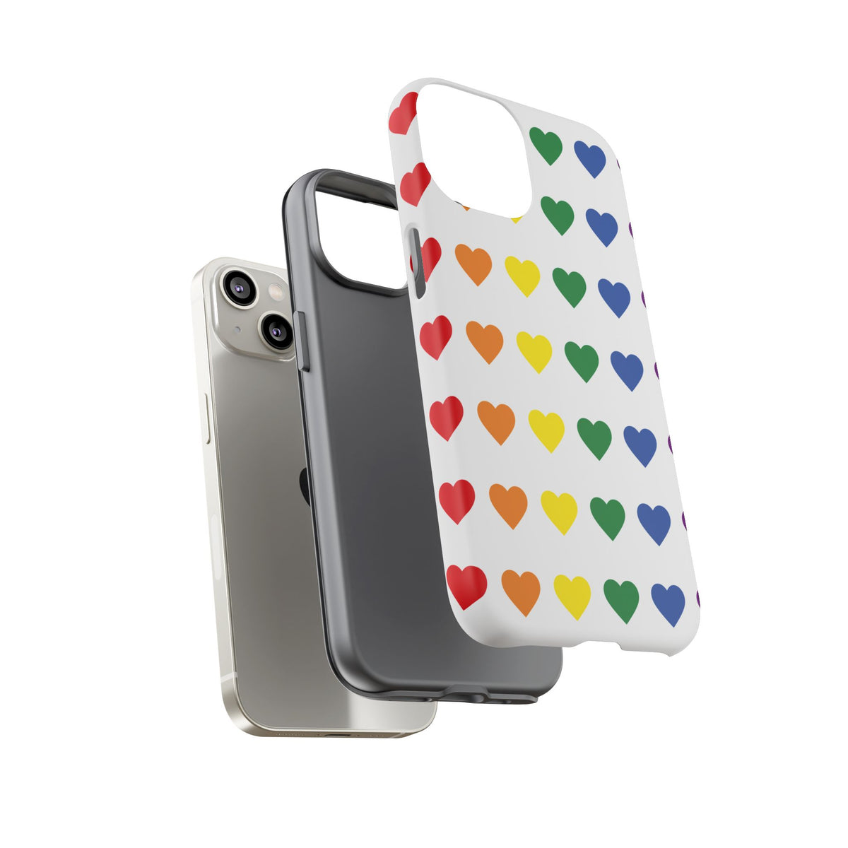 Rainbow Heart Tough Phone Case — Pride Pattern Protective Cover