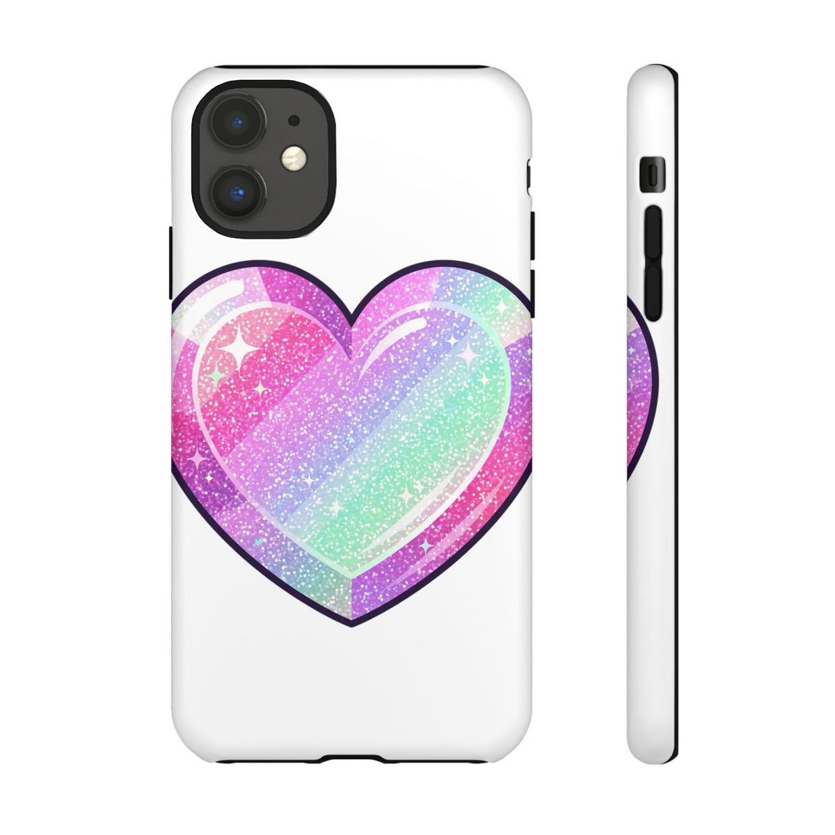 Pastel Glitter Heart Tough Phone Case — Cute Protective Phone Cover