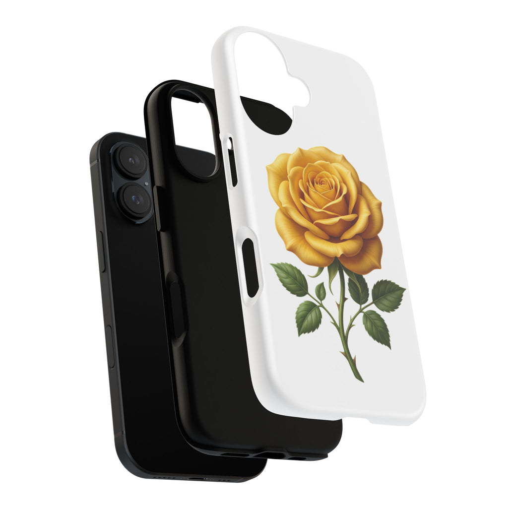 Yellow Rose Phone Case — Vintage Floral Tough Protective Cover