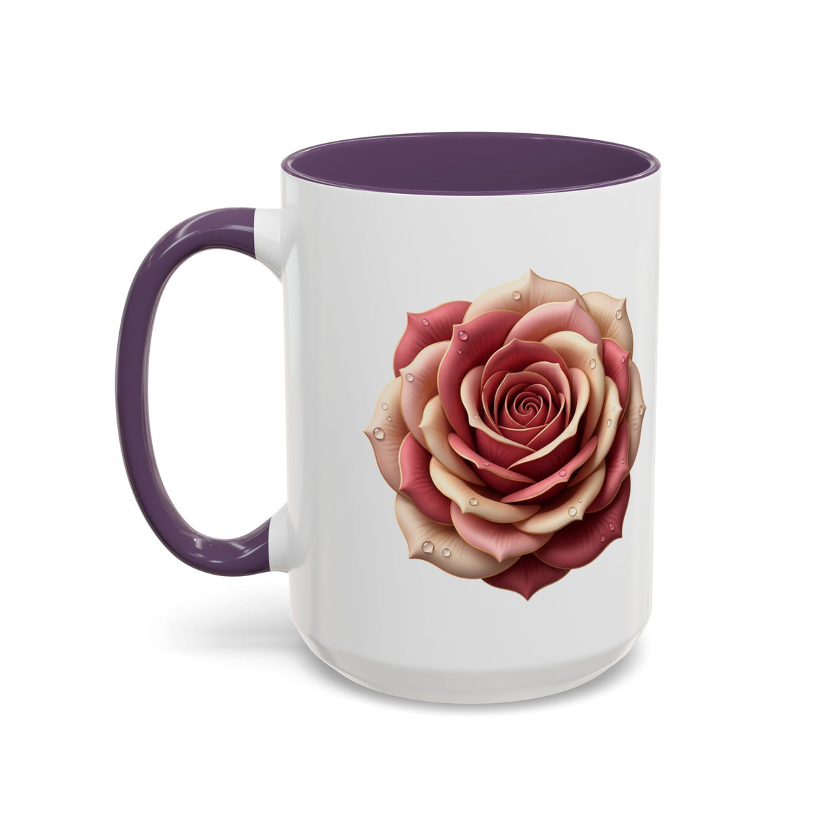 Rose Waterdrop Accent Coffee Mug — Floral 11/15oz
