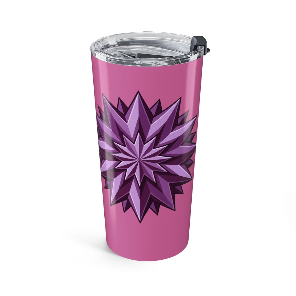 20oz Pink Floral Starburst Tumbler — Insulated Travel Cup for Women- Light Pink
