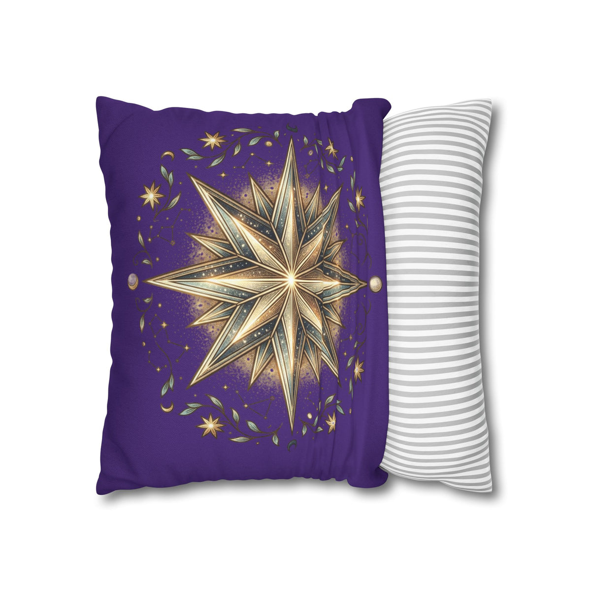 Star Print Dark Purple Spun Polyester Square Pillowcase
