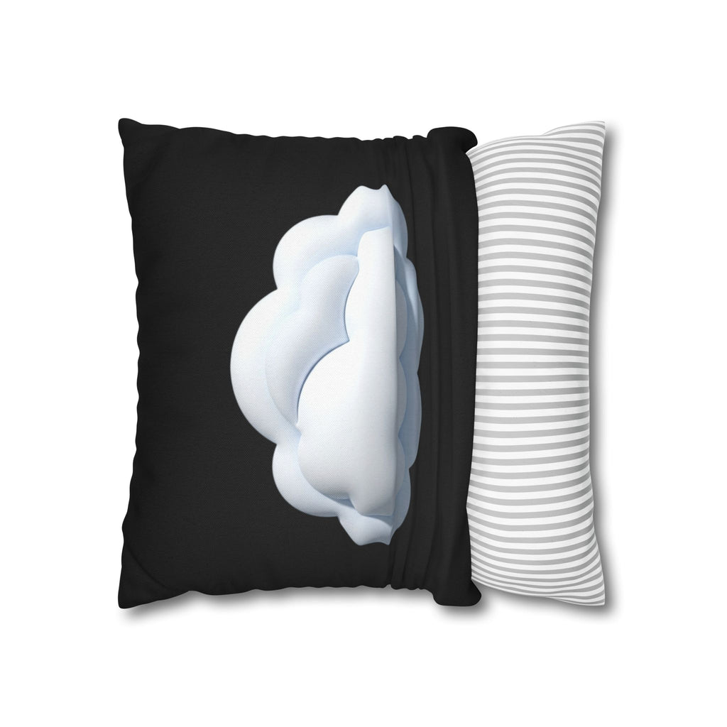 Cloud Graphic Black Pillowcase — Soft White Cloud on Black Decorative Pillow Cover